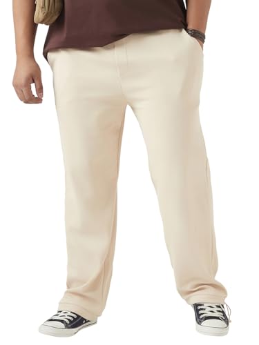 Bewakoof Heavy Duty 1.0 Mens Textured Oversized Fit Cotton Blend Plus Size Parachute Pants_646497_Beige_6XL
