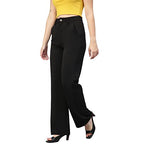 KOTTY Womens High Rise Viscose Rayon Straight Fit Solid Trousers