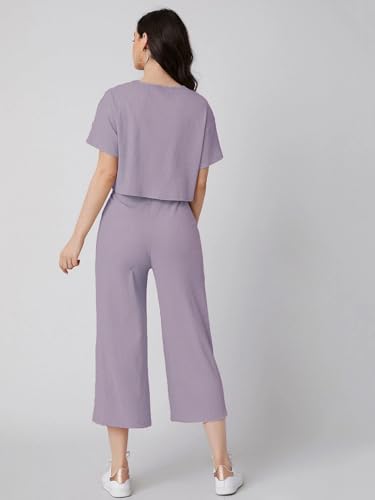 Leriya Fashion Women Co Ord Set | Ribbed Pajama Set | Casual Wear Pant Top Set | Fancy Co-Ord Set | Pack Of 2 | Drop Shoulder Kn