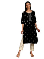 Libas WomenS Viscose Rayon Self Design Straight Kurta (29651C Black