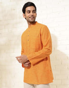 Fabindia MenS Cotton Woven Regular Short Kurta (1038367Mustard_Mustard