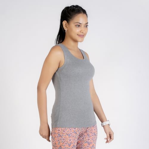 Rupa Colors Playsure Solid 100% Combed Cotton Rib Fabric, Womens Tank Top, Sleeveless Pack of 1