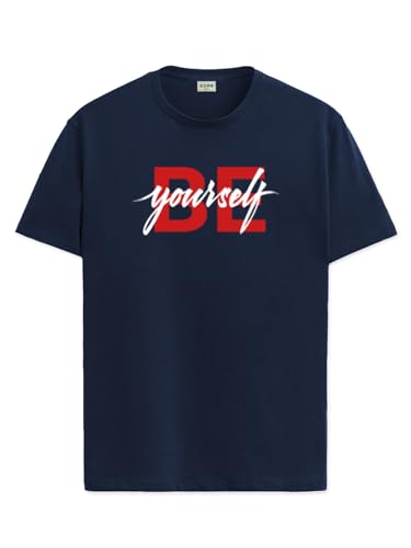ADRO Men's Solid Regular Fit T-Shirt (RN24-BYO-NB_Navy Blue