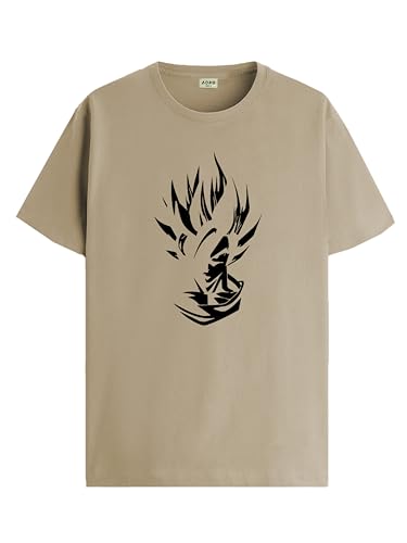 ADRO Men's Solid Regular Fit T-Shirt (RN24-GOK-BE_Beige