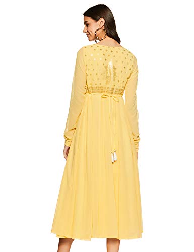 Aurelia Womens Round Neck Solid Embellished Kurta