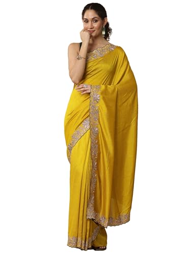 Libas Solid Silk Blend Saree For Women (94109P)