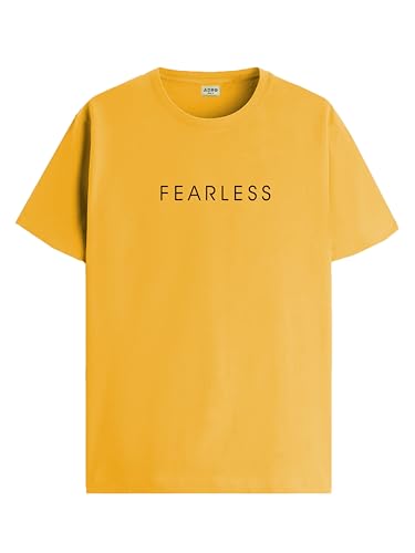 ADRO Men's Solid Regular Fit T-Shirt (RN24-FRL-MU_Mustard