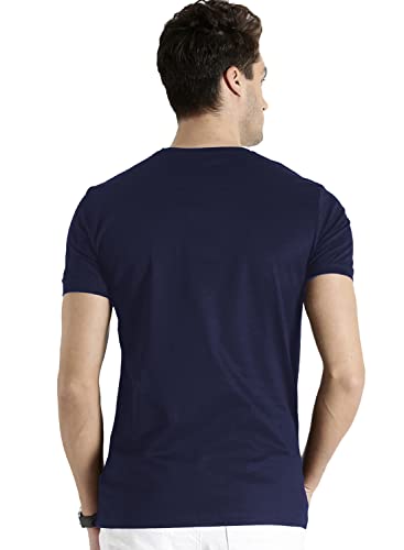 ADRO Mens V Neck Combo Plain Cotton T-Shirts_VCM2-PLN-NB-SB-XL