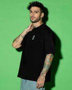 Bewakoof MenS Need Space Teddy Typography 100% Cotton T-Shirt - Oversized Fit, Round Neck, Half Sleeves Black