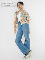 The Souled Store Gilmore Girls: The Bond Women and Girls Short Sleeves Collared Neck Button Front Multicolour Oversized Fit Cott