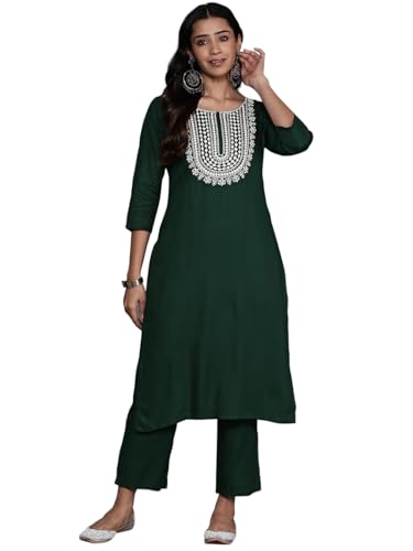 Libas Womens Yoke Design Wool Straight Kurta With Trousers