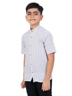 PRAKASAM COTTON Boys Striped Half Sleeve Mandarin Collar Shirts, Shirts for Boys