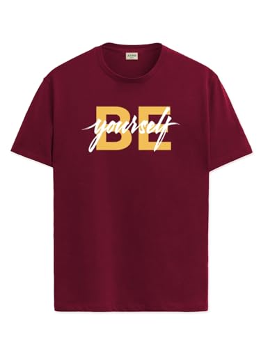 ADRO Men's Solid Regular Fit T-Shirt (RN24-BYO-MR_Maroon