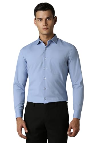 Men Light Blue Solid Full Sleeves Formal Shirt