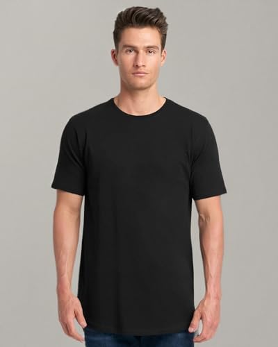 Mens cotton Long Body crew - BLAcK - S(D0102H7NE46)
