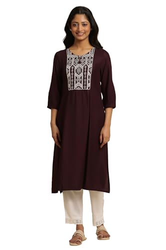 W For Woman Purple Solid Rayon Straight Kurta_24Festw10951-C5851_Xl