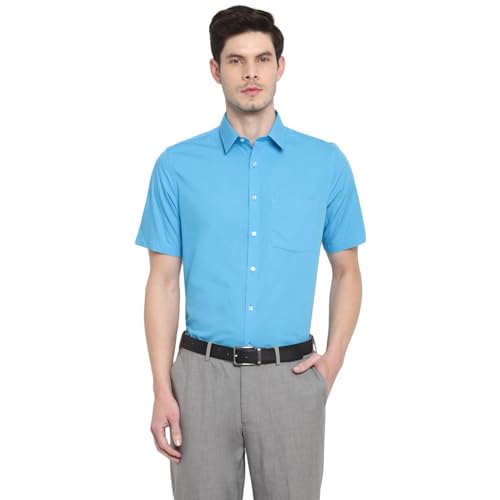 Turtle Men 100% Cotton Regular Fit Half Sleeve Sky Blue Formal Shirt