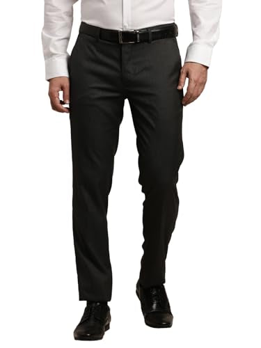 Turtle Men Terry Rayon Slim Fit Dark Grey Formal Trouser