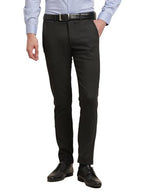 Turtle Men Poly Viscose Stretch Black Dobby Printed Ultra Slim Fit Formal Trouser