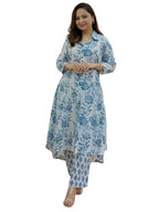 GRECIILOOKS Womens Casual Cotton Blend Regular Fit Co-Ord Kurta Set (Sky Blue, XX-Large)