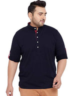 Bigbanana Plus Size MenS Regular Fit Solid Henley Tshirt (Warren,Navy Blue,4Xl)