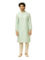 Manyavar Kurta Set For Men, Full Sleeves Mandarin Collar Ethnic Kurta Set For Engagement, Wedding & Party All Over Self Design K