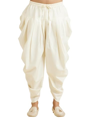 Manyavar MenS Cotton Solid Patiala (Cream,Undefined)