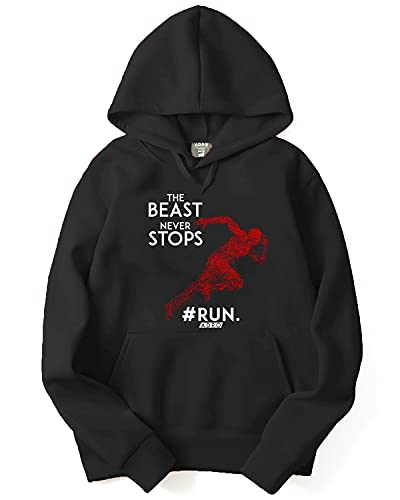 ADRO Men's Cotton Hooded Hoodie Black (H-B-STO-BL_Black_M)