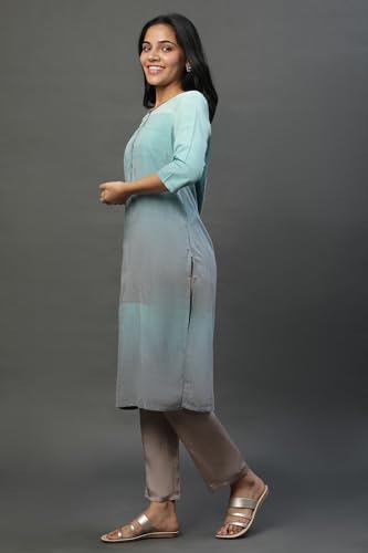 Aurelia Women?? Yarn Dyed Printed Straight Kurta | Round Neck Kurta For Women | Yarn Dyed Printed Kurta For Women | Beautiful Regular Fit Kurta For Women