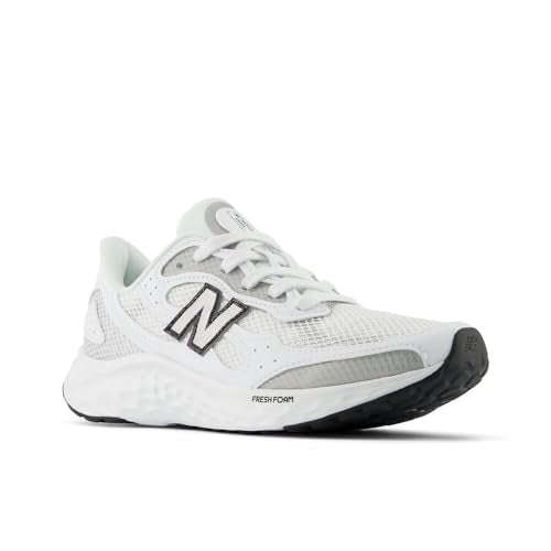 New Balance Women's Fresh Foam Arishi V4 Running Shoe, Nb White/Silver Metallic/Black, 9 Wide