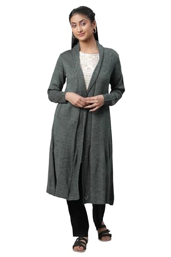Aurelia Womens Green Shawl Collar Front Open Cardigan (22NOA40076-604346_Dark