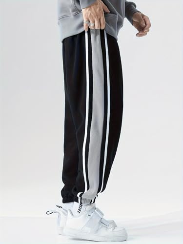 Shasmi Light Black Side Striped Pants Men Oversized Baggy Wide Leg Trousers Elastic Waist Streetwear Joggers Men Track Pant For