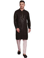Jompers Mens Chikankari Sequins Embroidered Kurta Pyjama Set