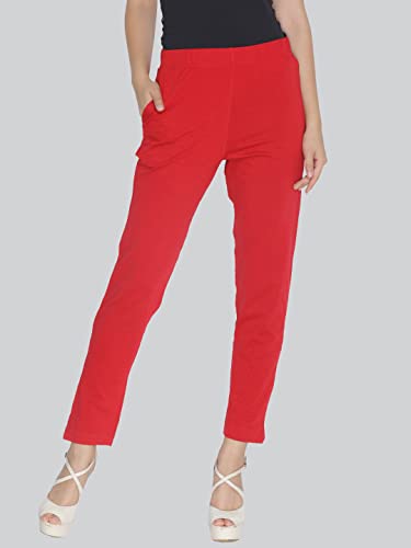 Lyra Cotton Strech Pencil Pant For Women | Mid-Waist | Fashionwear Red
