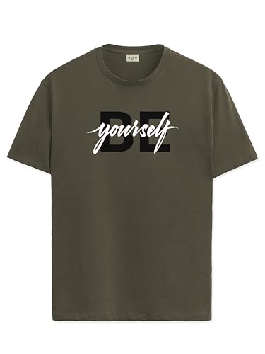 ADRO Men's Solid Regular Fit T-Shirt (RN24-BYO-OL_Olive