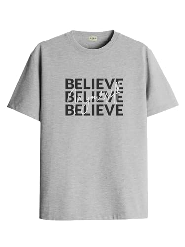 ADRO Men's Solid Regular Fit T-Shirt (RN24-INV-GR_Grey