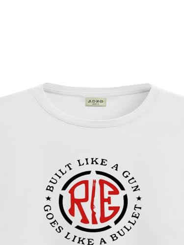 ADRO Tshirt for Men | Printed T Shirt for Men | 100% Cotton T-Shirt |Printed T Shirt | T-Shirts | RN24-BUL-WH-L White