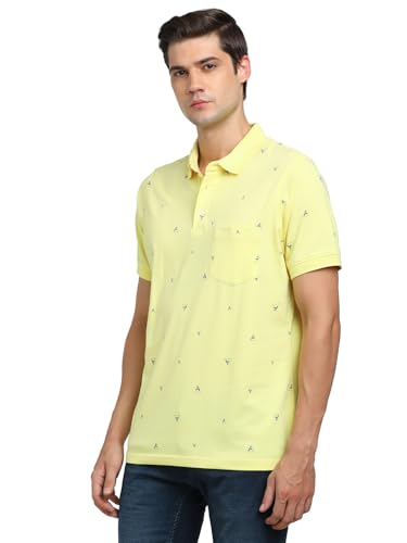 Turtle Men Knitted Slim Fit Lime Yellow Polo T-Shirt