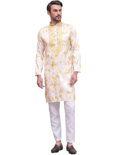 Jompers Mens Geometric Cotton Blend Kurta Pyjama Set