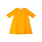 Fabindia Girl'S Cotton Embroidered Regular Kurta_Orange_3-4 Year