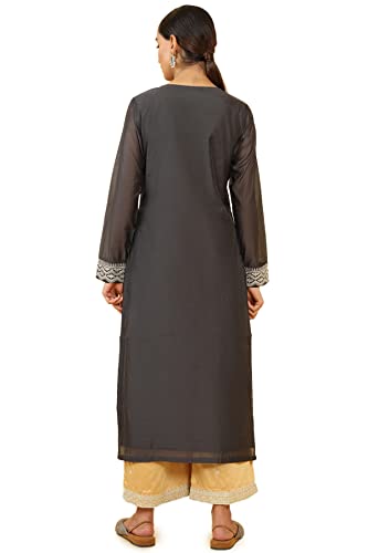 Soch Women Grey Chanderi Embroidered Kurta