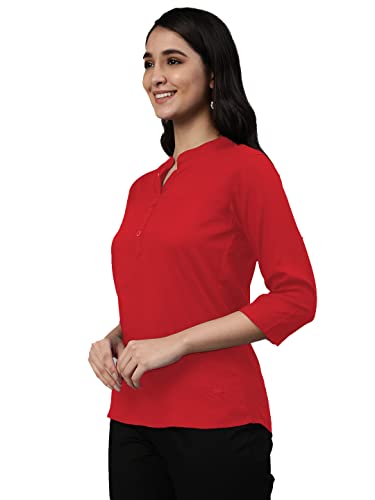 Lyra 430 Pure Rayon Woven Tunic For Women Red