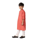 Fabindia Kids Blend Chinese Collar Long Kurta Viscose_Coral