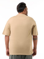 Bewakoof Heavy Duty 1.0 Mens Graphic Print Oversized Fit Half Sleeve Round Neck 60% Cotton;40% Poly Plus Size T-Shirt_637604_Br