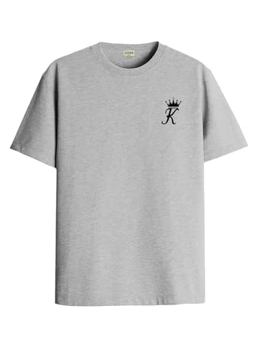 ADRO T-Shirts for MenChest Printed T-Shirt for MenCotton Tshirt for Men|RN24-STICK-KK-GR-XL Grey