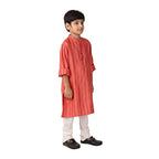 Fabindia Kids Blend Chinese Collar Long Kurta Viscose_Coral