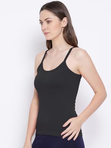 Rupa Softline Solid Regular Women Super Combed Cotton Camisole, Under-Shirt, Stretchable and Body-Hugging, Black,Pack of 3 (201-
