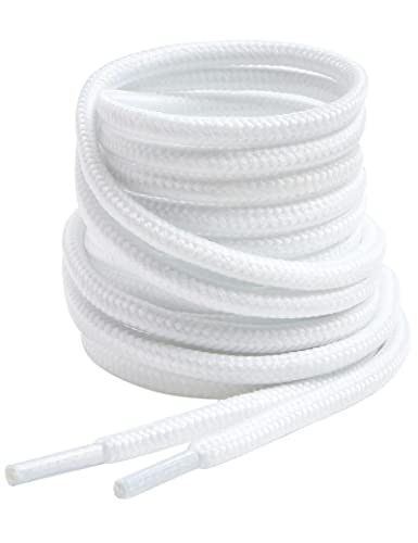 VSUDO 47 Inches Round White Boot Laces, 5/32 Diameter White Shoe Laces for Boots, Work Boot Laces Heavy Duty, Hiking Boot Shoela