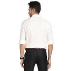 Turtle Men 100% Cotton Regular Fit Dobby Print White Formal Shirt