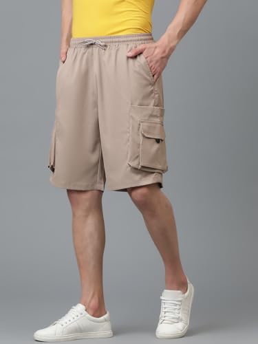 KOTTY Mens Cargo Shorts with Multiple Pockets  Ideal for Hiking & Adventure(Beige,M)
